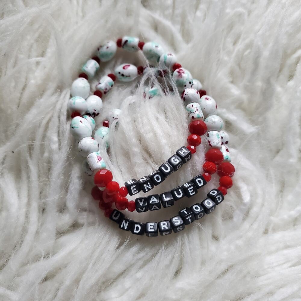 Hand Crafted More Than Enough Statement Glass Bead Inspiration Bracelet Set